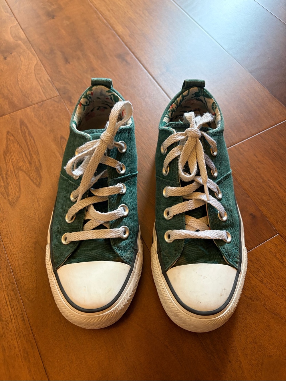 Converse Kids Green Canvas Lace-Up Sneakers